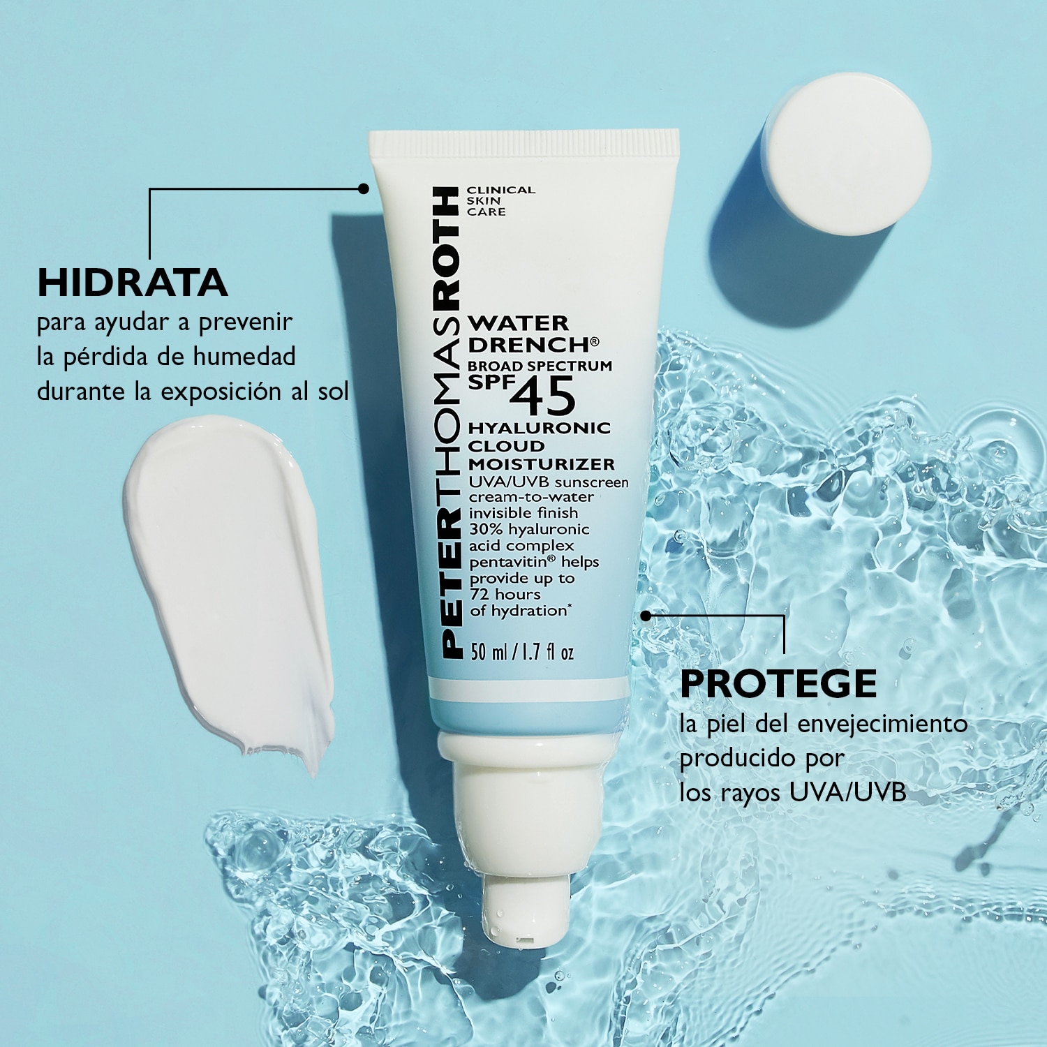 WATER DRENCH&reg; BROAD SPECTRUM SPF 45 HYALURONIC MOISTURIZER (CREMA HIDRATANTE)
